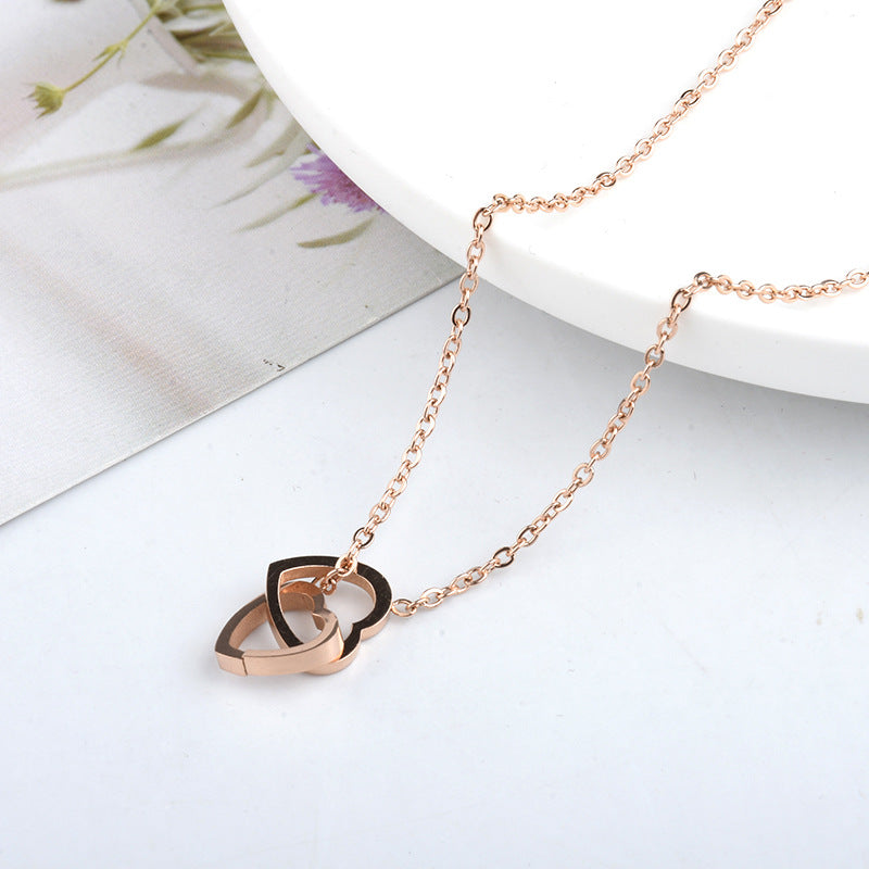 Wholesale titanium steel electroplated real gold color-preserving heart-shaped clavicle chain necklace
