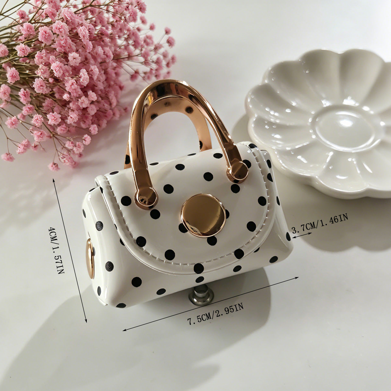 Wholesale French Retro Polka Dot Mini Handbag Coin Purse Keychain Boutique Accessory