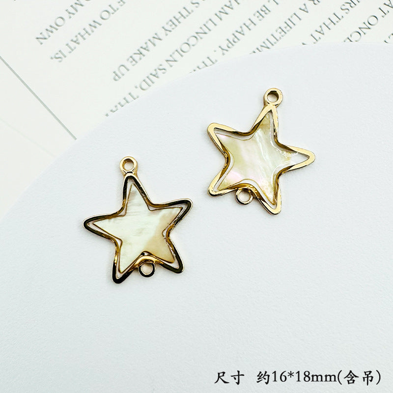 Wholesale Trendy Geometric Shell Pendant Copper Electroplated DIY Jewelry Accessory For Layering Necklaces Boutique Resale