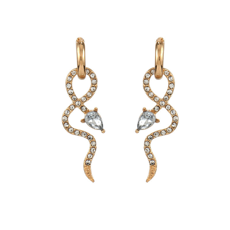 Wholesale  alloy snake full diamond earrings