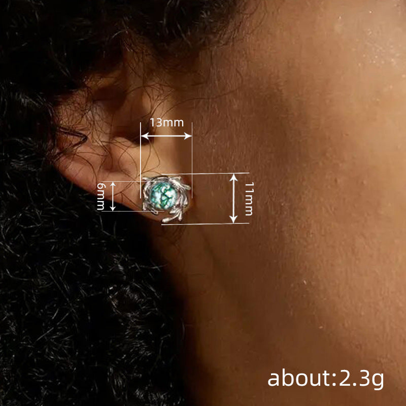 Orecchini adesivi con muschio verde e alghe all'ingrosso