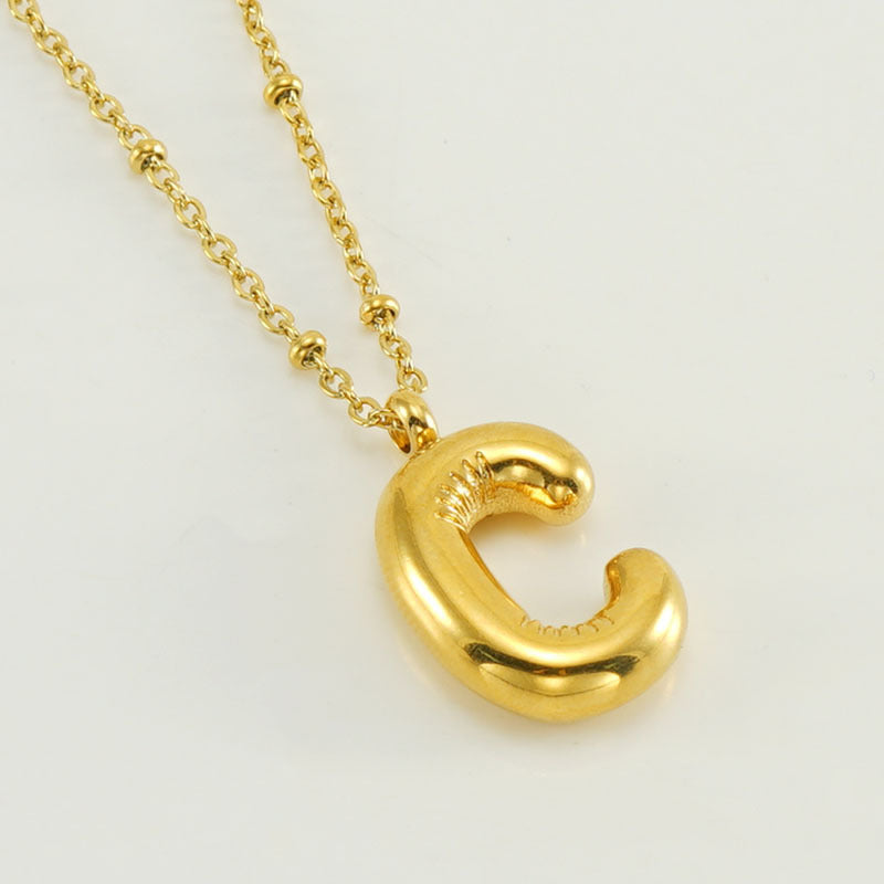 Wholesale  bubble letter necklace 18K stainless steel English letter pendant jewelry