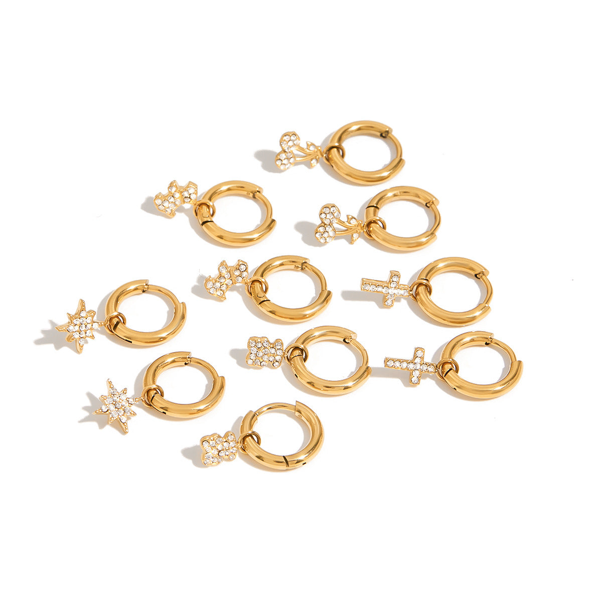 Wholesale Stainless steel rhinestone earrings light luxury earrings