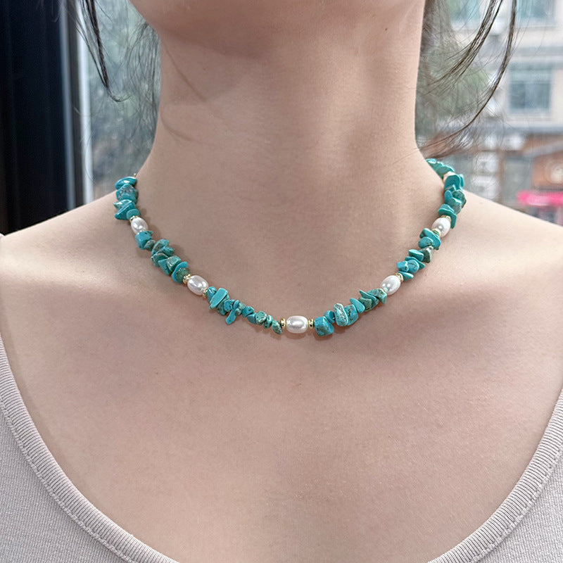 Großhandel natürliche Kiesstich -Barock -Perlenkette