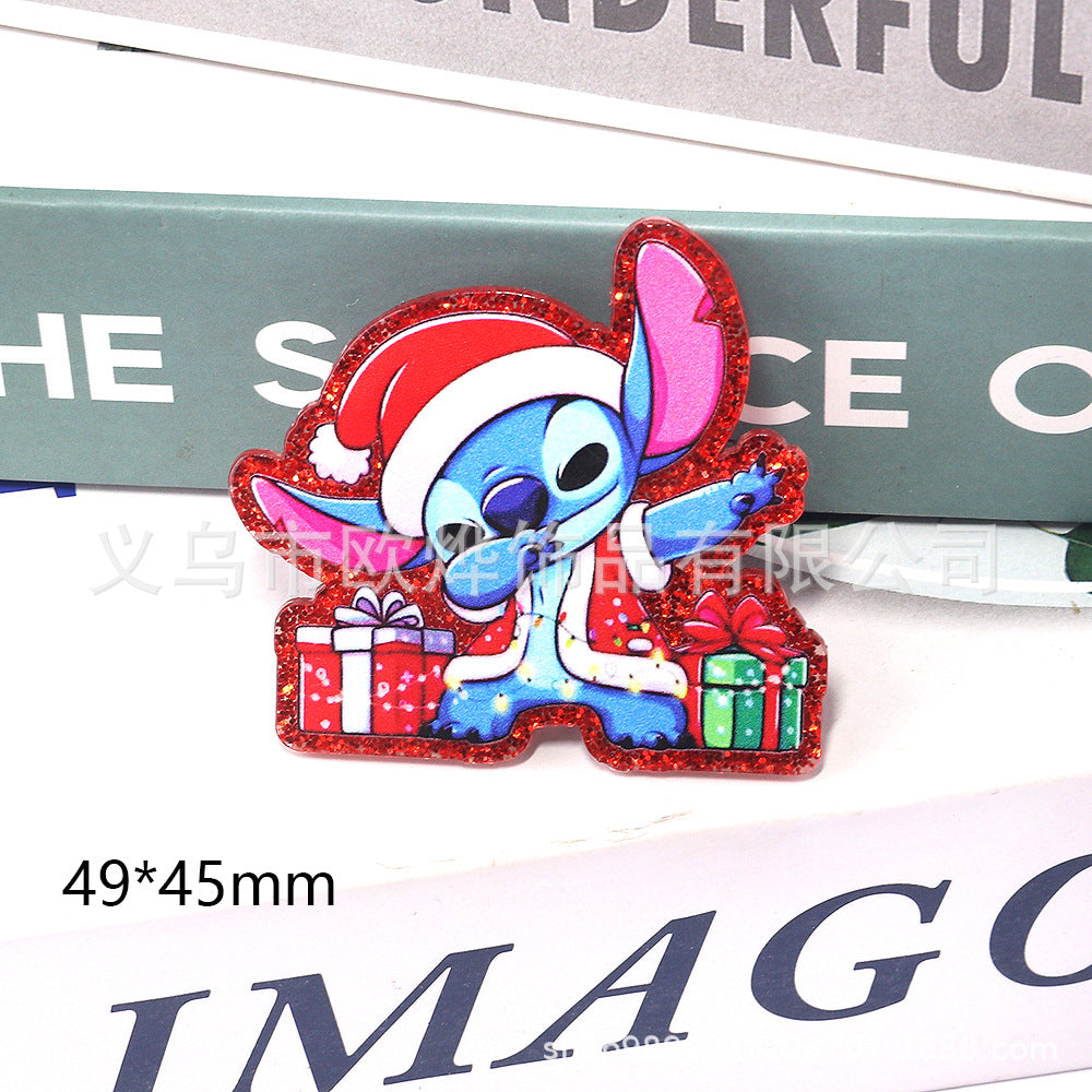 Wholesale 10pcs DIY Flatback Cartoon Christmas Acrylic Flatback Badge Reels Retractable Keychain DIY Accessories