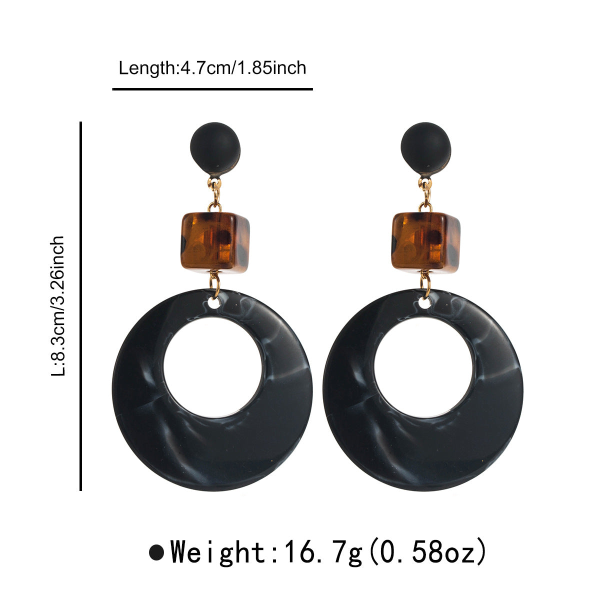 Wholesale Wood Resin Water Drop Round Pendant Earrings