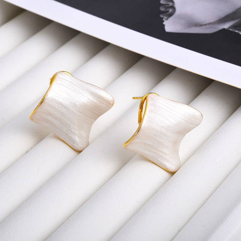 Wholesale  Irregular Square Drop Glaze Ear Clip Light Luxury Earrings