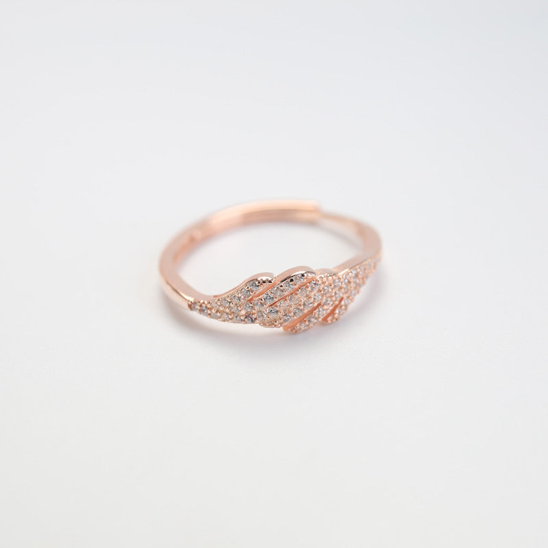 Wholesale 925 sterling silver  diamond-embedded open adjustable ring