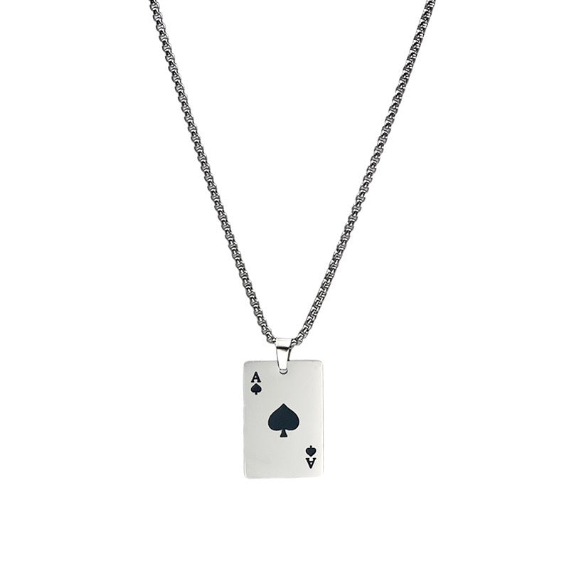Wholesale Trendy Stainless Steel Poker Heart Spade Pendant Necklace Boutique Resale