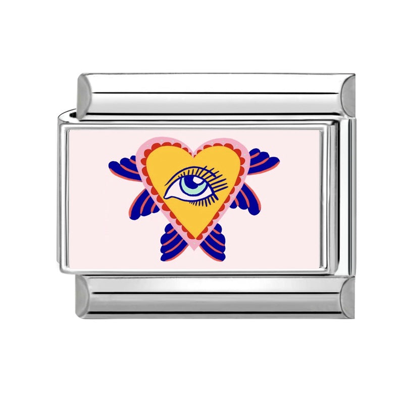 Wholesale 9mm Italian Charm Starter Bracelets DIY Heart Flower Evil Eye Series Stainless Steel Composable Bracelet