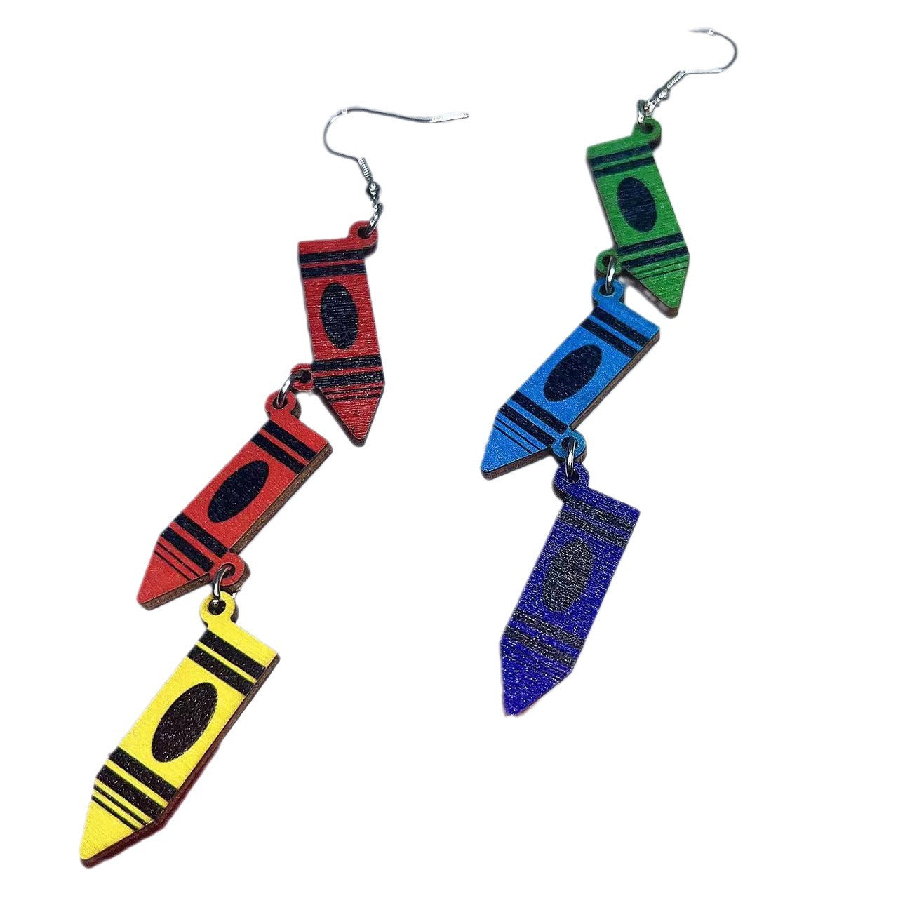 Wholesale Teacher's Day Colorful Crayon Pendant Wood Earrings ACC-ES-AnDao026