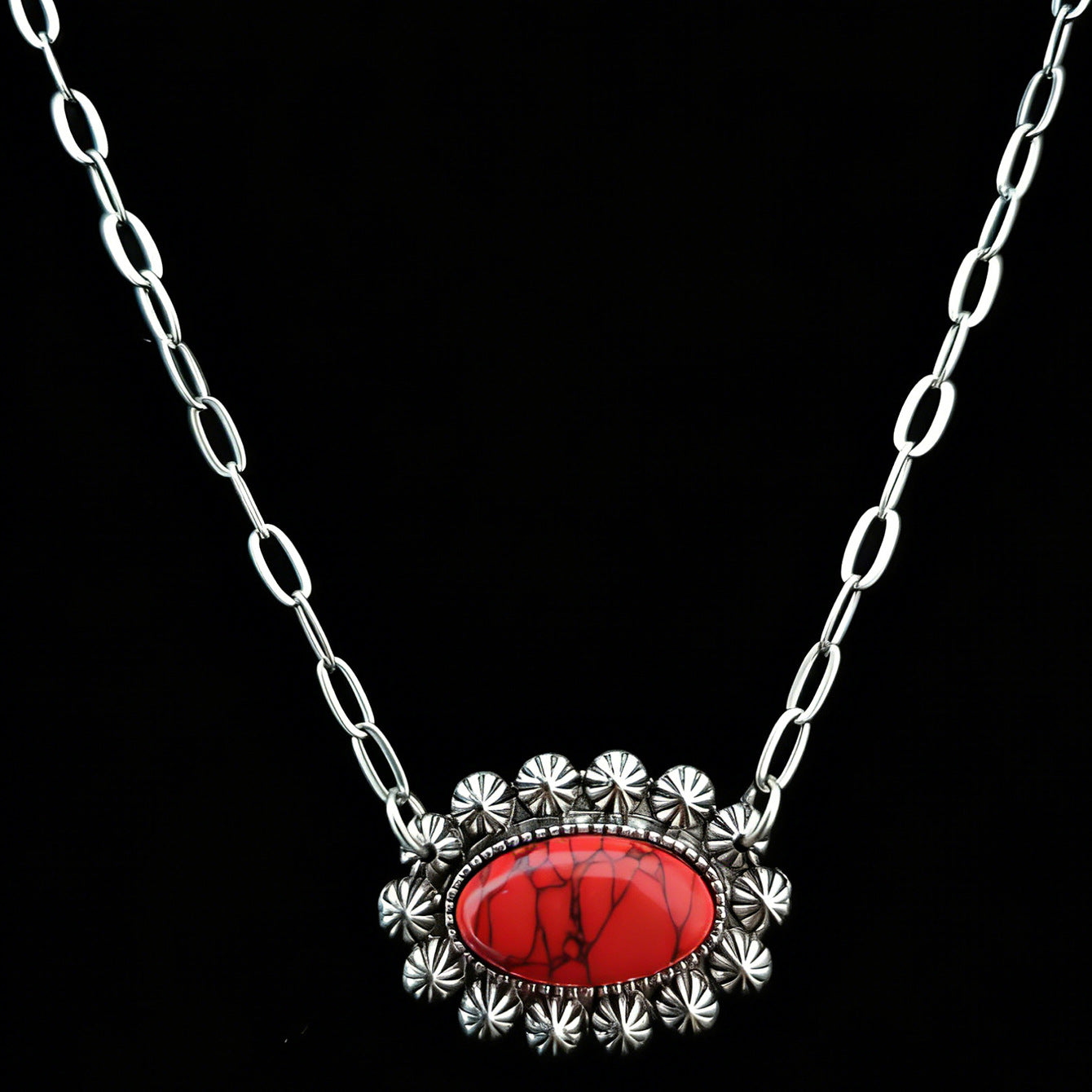 Wholesale Stylish Geometric Stone Pendant Necklace,  Vintage Chain Jewelry Accessory for Everyday Wear
