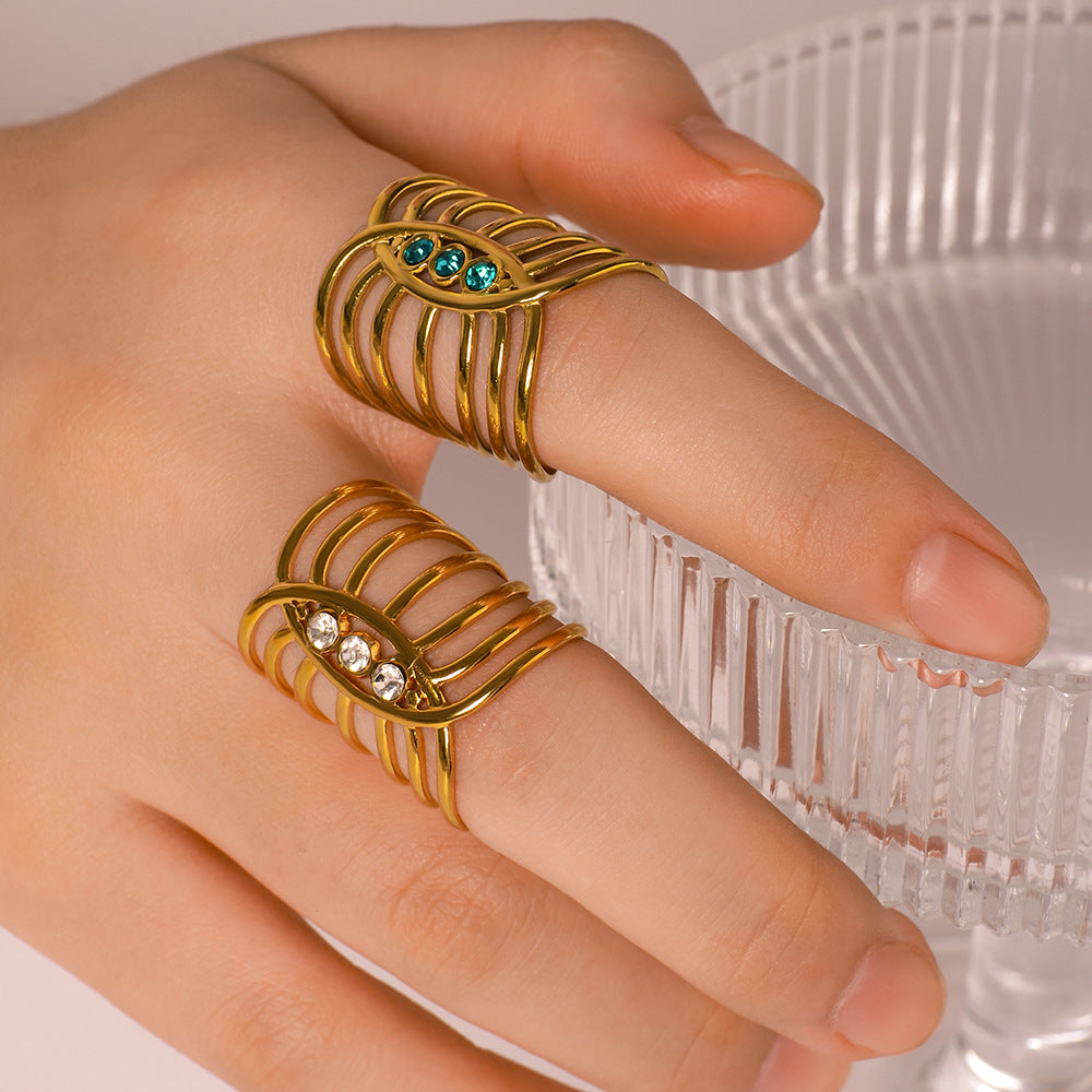 Wholesale Stainless Steel 18K Gold Plated Zircon Rings ACC-RS-XinY011