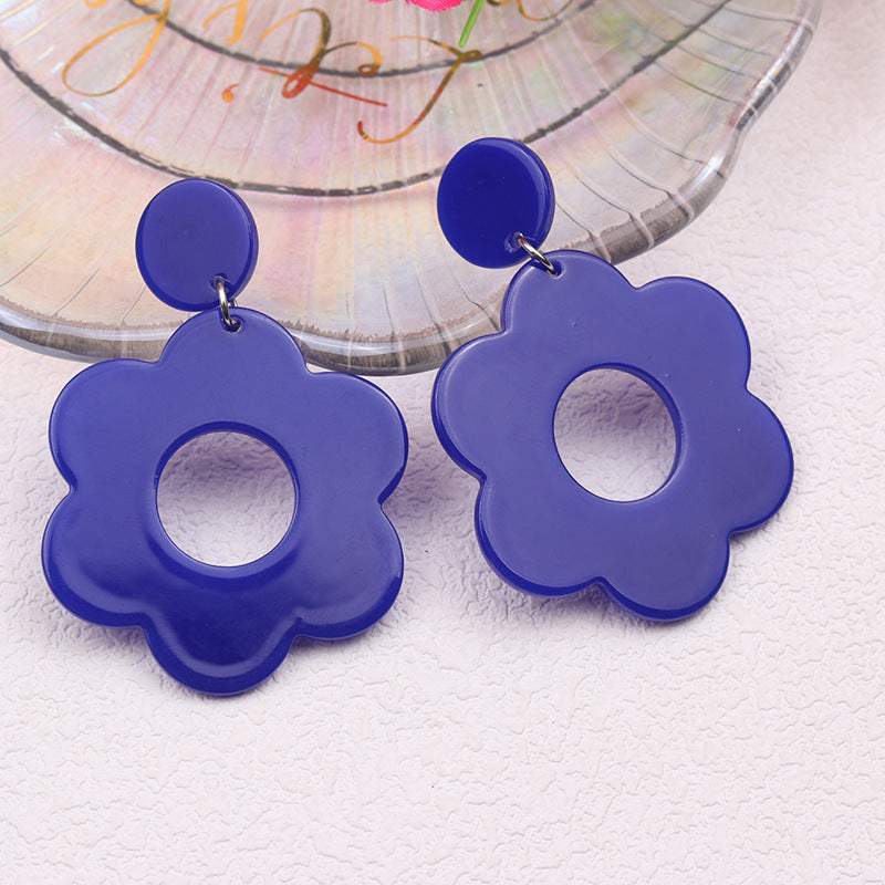 Wholesale Flower Hollow Earrings Earrings Acrylic  Simple Style Sweet and Fresh Earrings