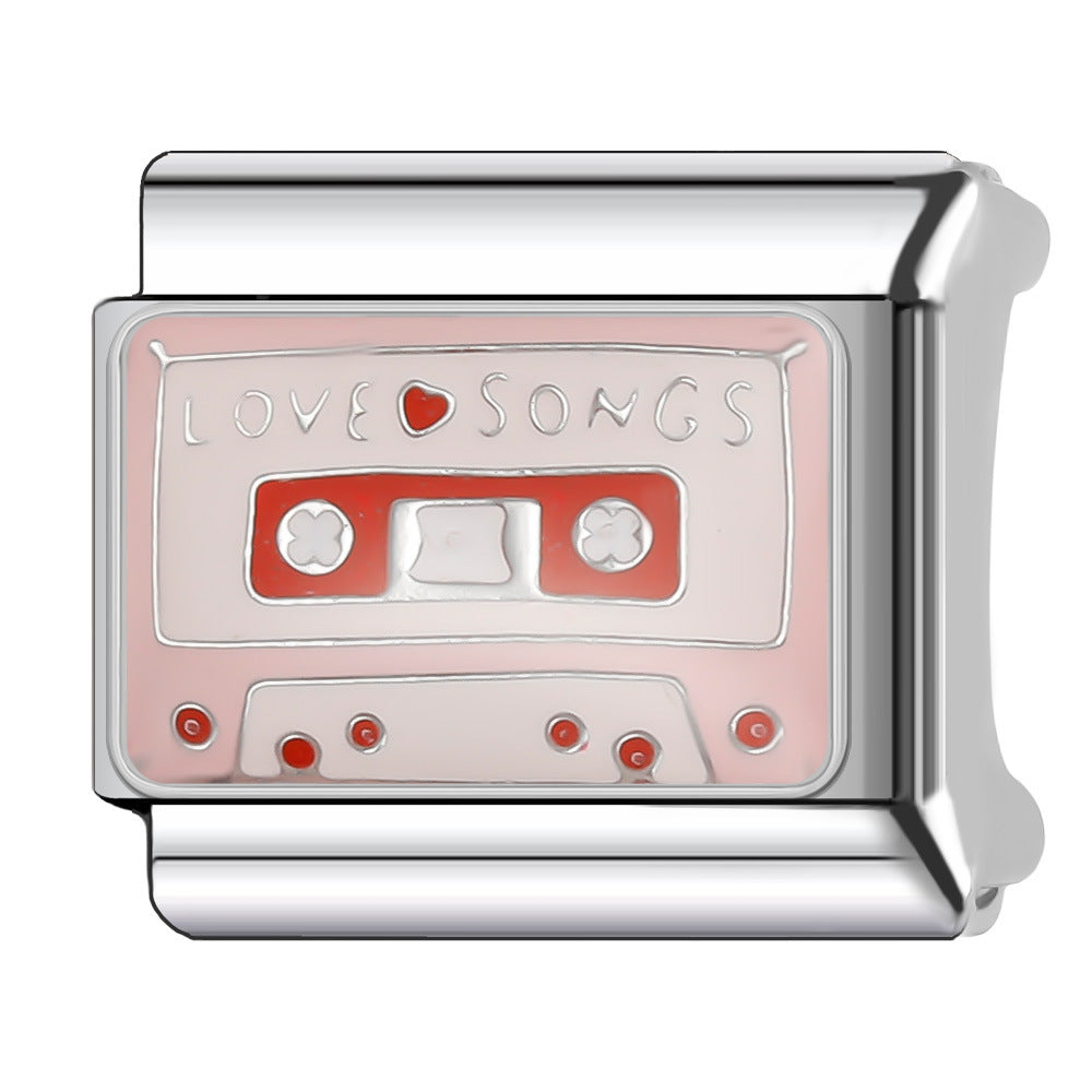 Wholesale Italian Charm Bracelet 9mm DIY Splicing Stainless Steel Wedding Couple Anniversary Cartoon Composable Bracelet