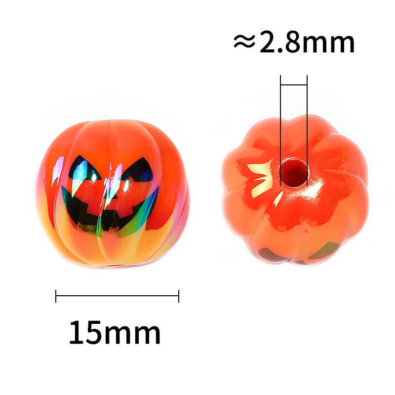Wholesale 100pcs Halloween Demon Pumpkin Beads UV Color Plated Acrylic Beads DIY Accessories ACC-BDS-BLG058