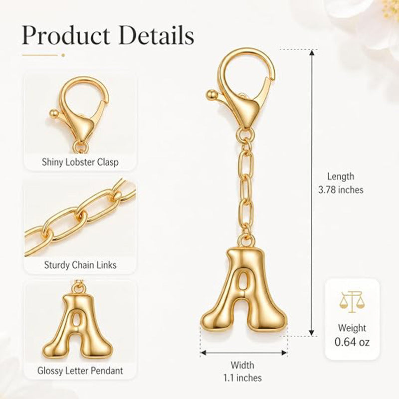 Wholesale 26 Gold Alphabet Letter Keychains Set Stylish Bag Charm Decorative Metal Key Rings For DIY Craft Gift And Boutique Resale