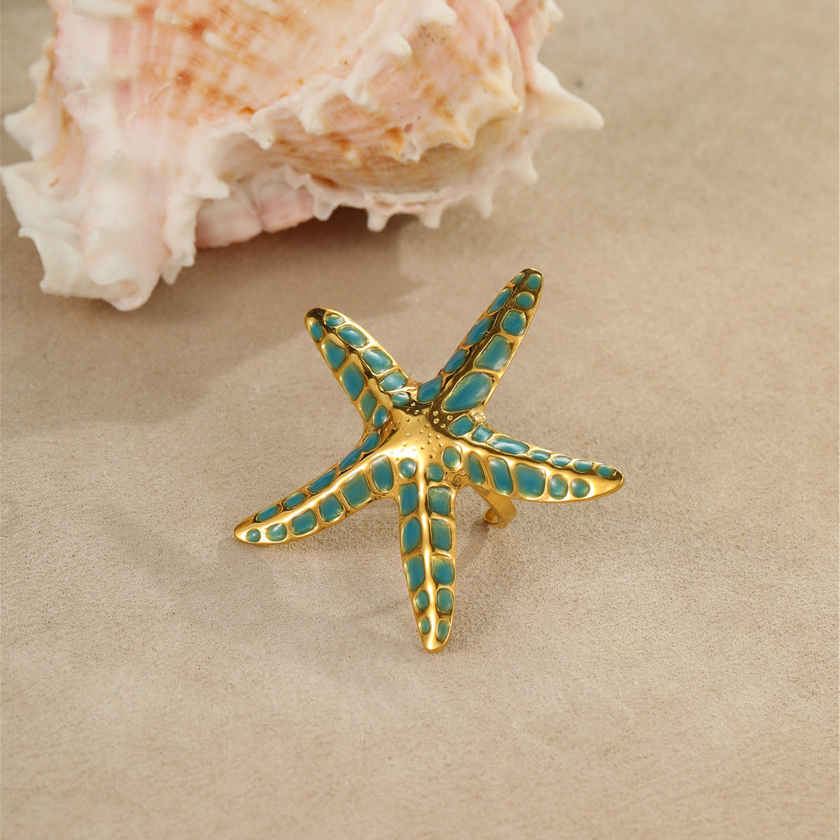 Wholesale Ocean Style Stainless Steel Colorful Oil Dripping Starfish Earrings