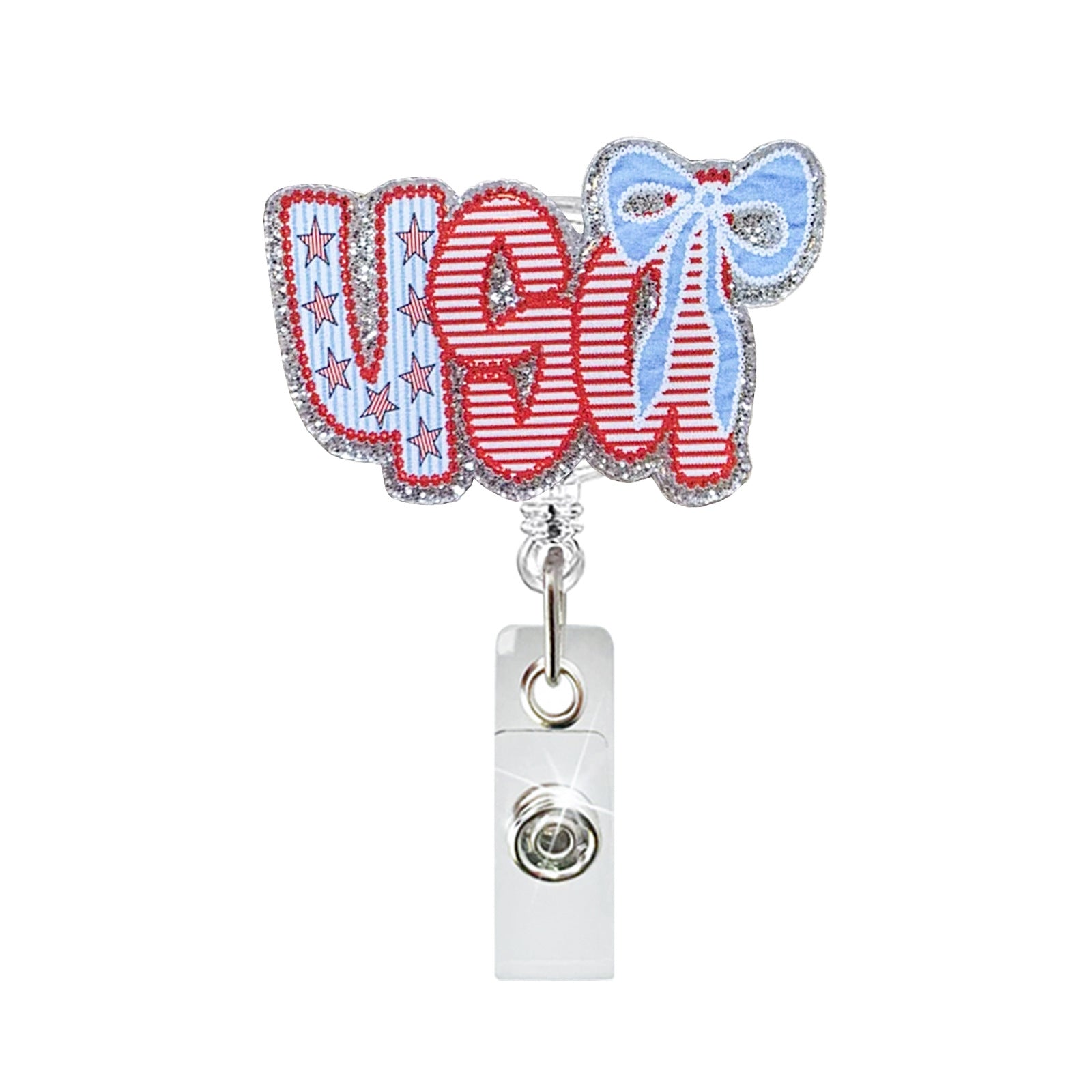 Wholesale Acrylic Retractable Badge Reel with US Flag Design - Fashion Accessory for Everyday Wear