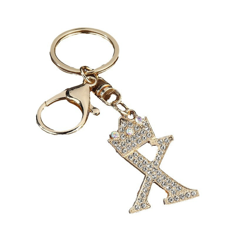 Wholesale Zinc alloy flash drill letter keychain