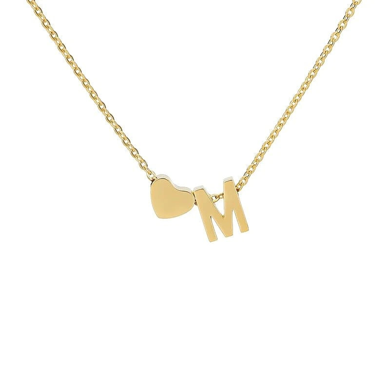 Wholesale Trendy Heart Letter Love Necklace Titanium Steel Gold Inlaid Fashion Jewelry Accessory