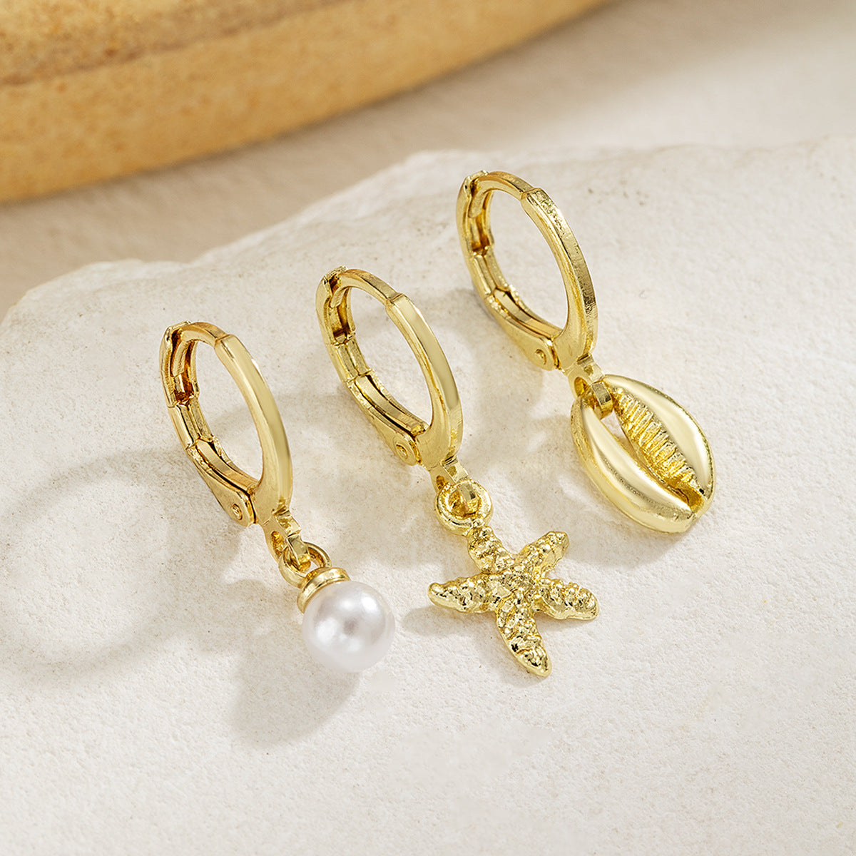 Wholesale  Pearl Ear Buckle Alloy Starfish Earrings