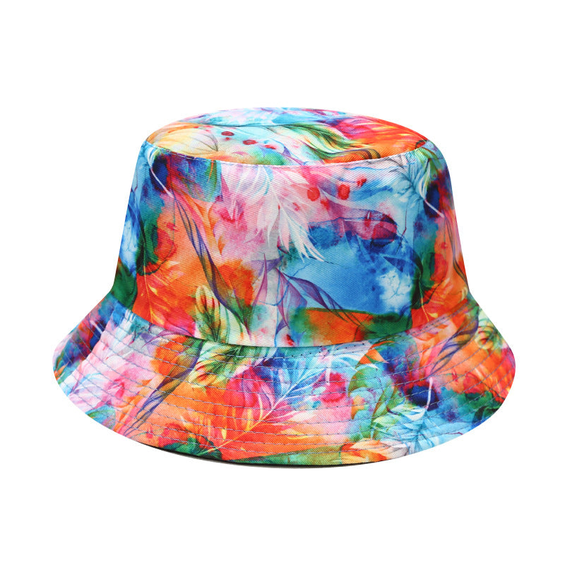 Wholesale  Tie-dye Fisherman Hat Children's Outdoor Sunscreen Double-sided Basin Hat Bucket Hat