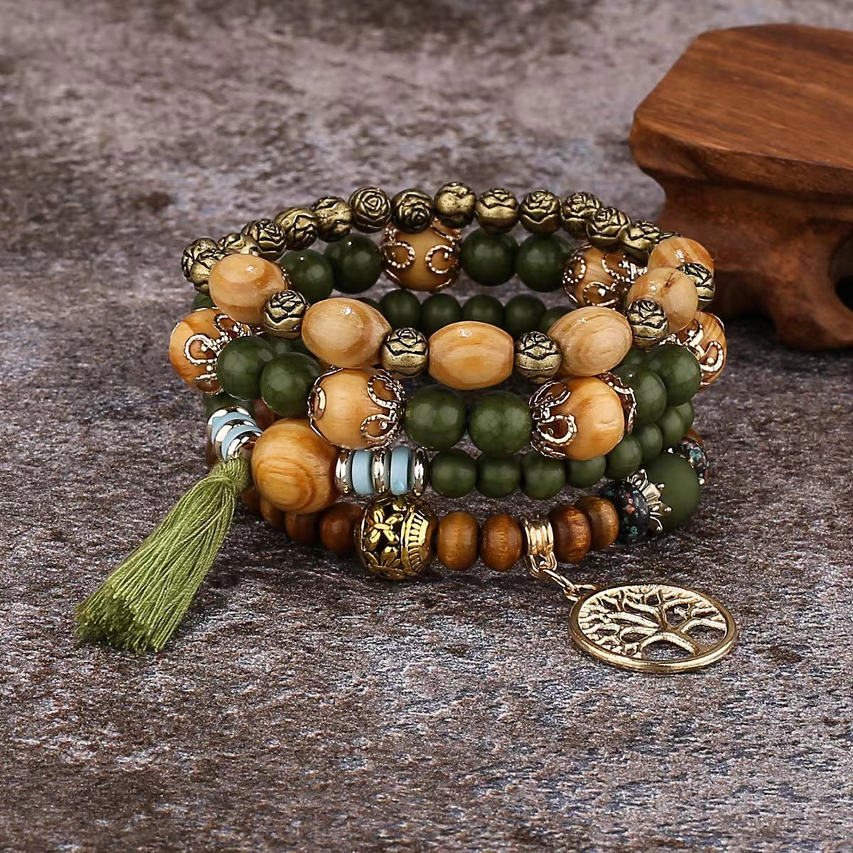 Wholesale Bohemian Multi-layer Wood Beads Beaded Bracelet ACC-BT-FengLi006