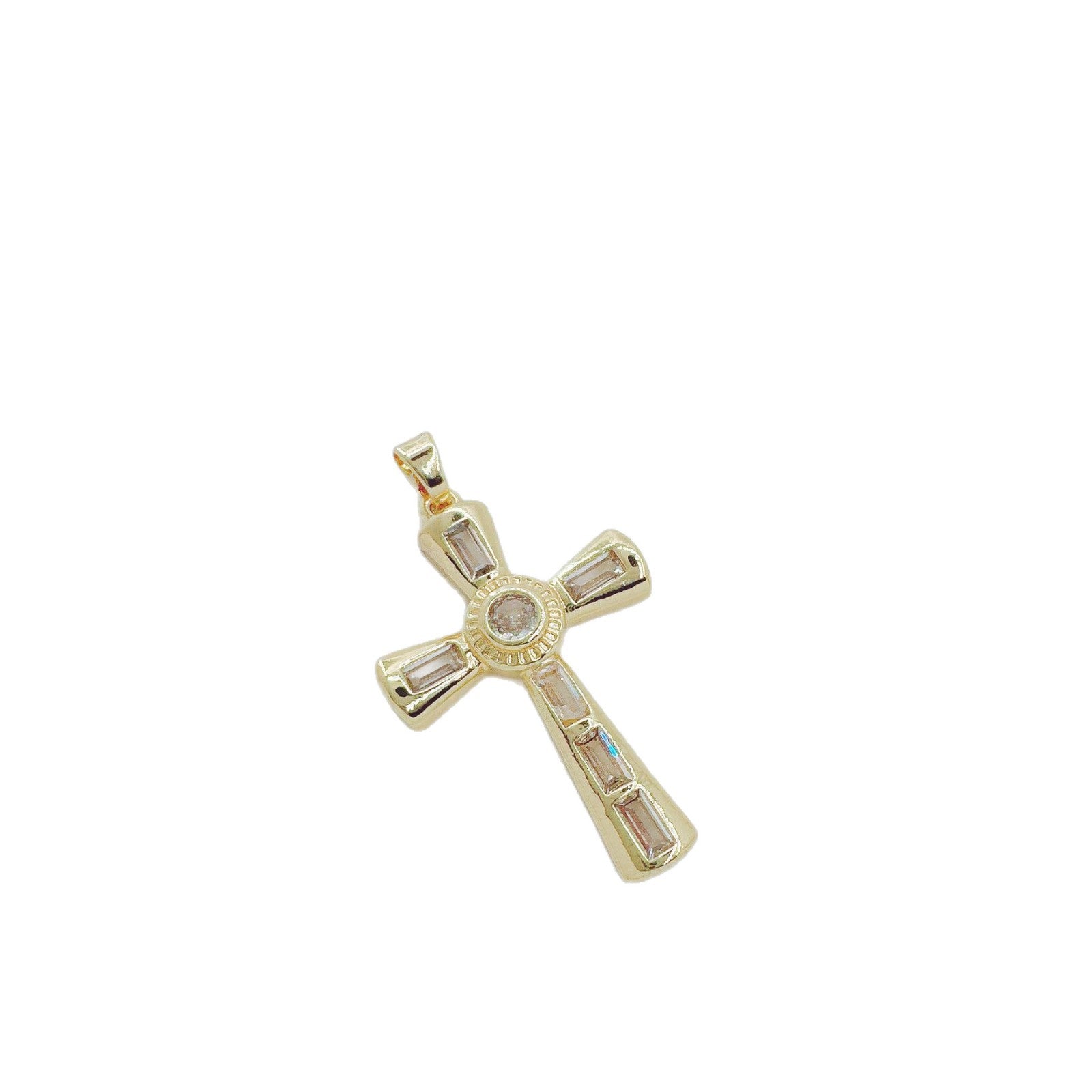 Wholesale Copper Hip Hop Cross Pendant with Micro Zircon - Trendy Collarbone Necklace for Women