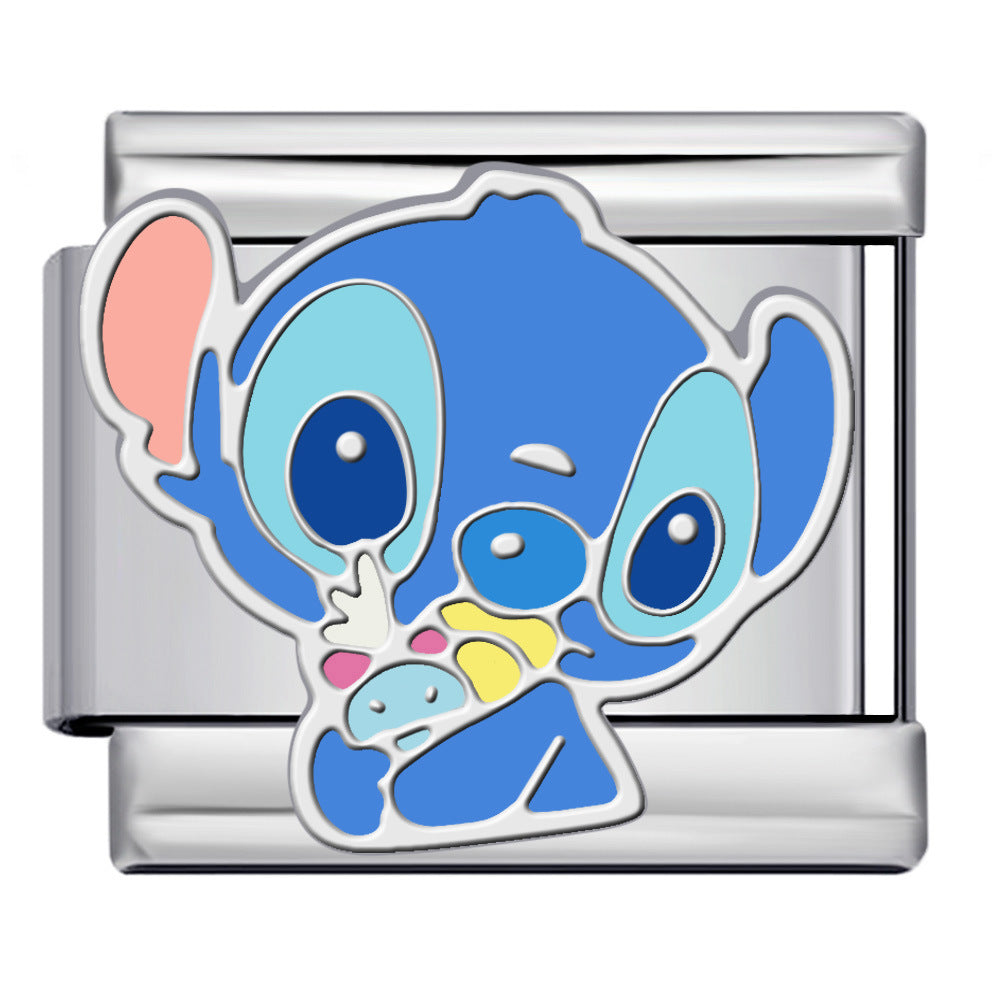 Wholesale Italian modular  stainless steel welded gold-plated cartoon animal DIY  bracelet