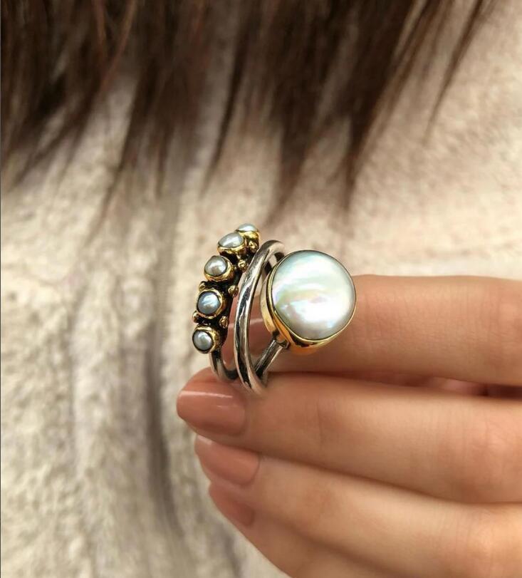 Wholesale Gold Retro Imitation Pearl Ring – Vintage Rhinestone Accent,  Boutique Resale Fashion Accessory