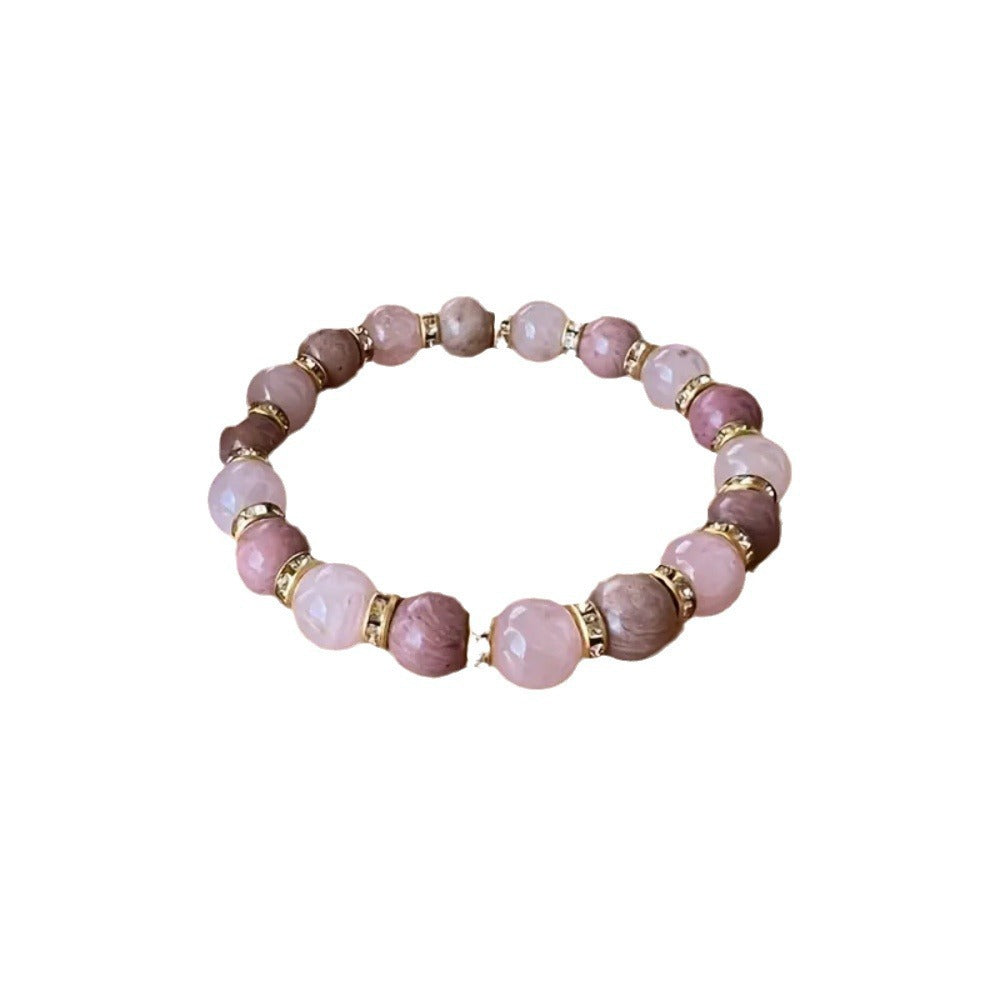 Wholesale natural rose quartz natural redwood bracelet
