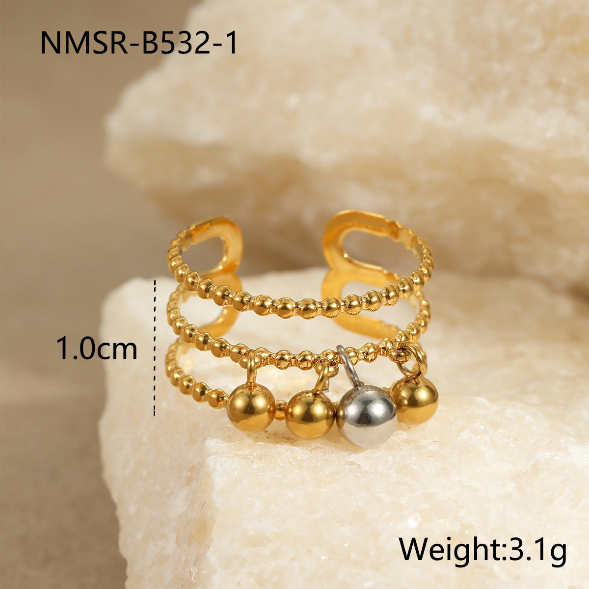 Wholesale  Metal Geometric Ball Stainless Steel  Ring
