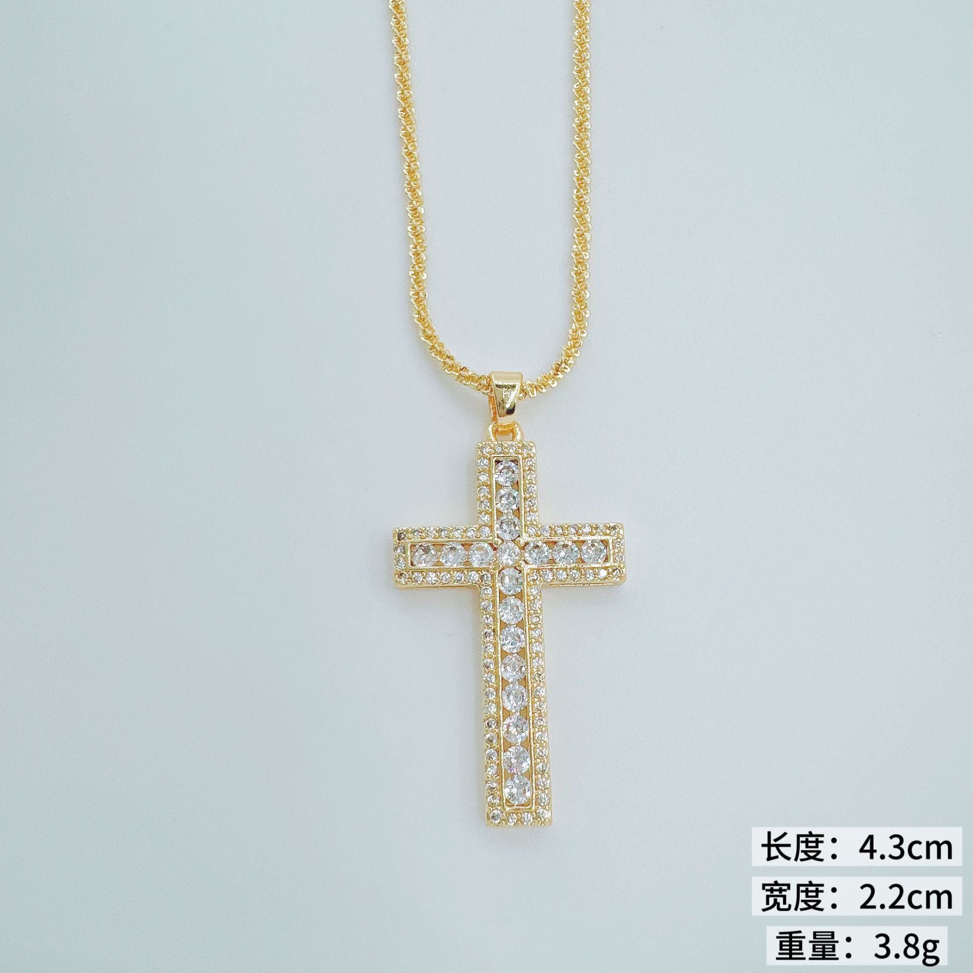 Wholesale Micro-set Gold Plated Cross Pendant Necklace Trendy Jewelry Accessory for Women
