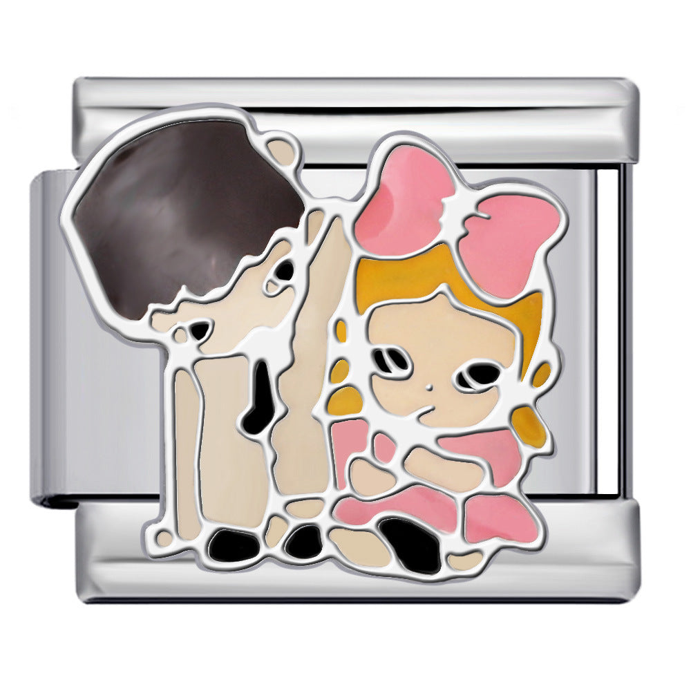 Wholesale 2pcs/pack  Italian Charm Bracelet 9mm DIY Splicing Anime Cute Cartoon Stainless Steel Composable Bracelet