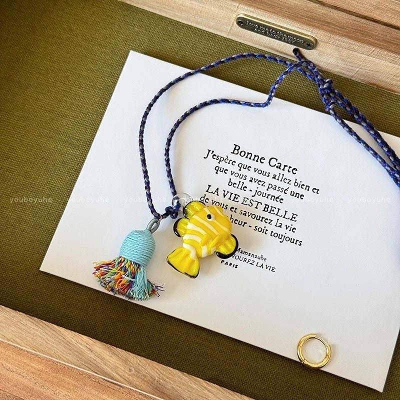 Wholesale Cartoon Ceramic Puppy Beaded Pendant Necklace