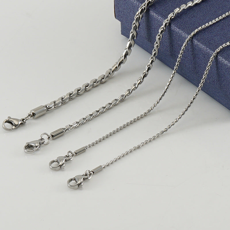 Wholesale  Blade Chain Necklace Stainless Steel Square Pearl Chain