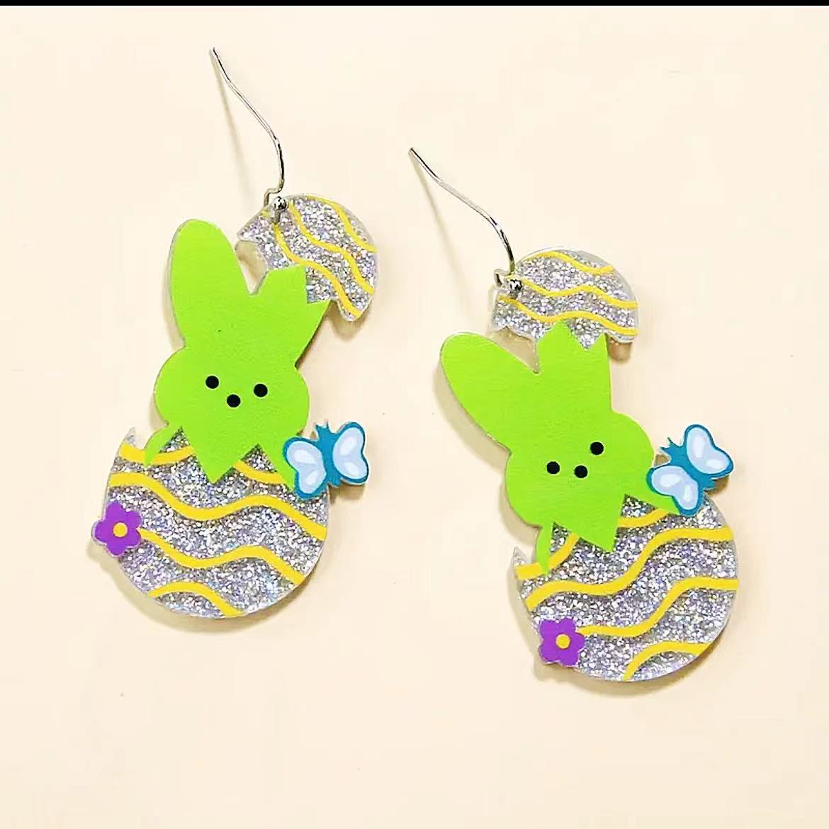 Wholesale  Easter egg  rabbit acrylic earrings
