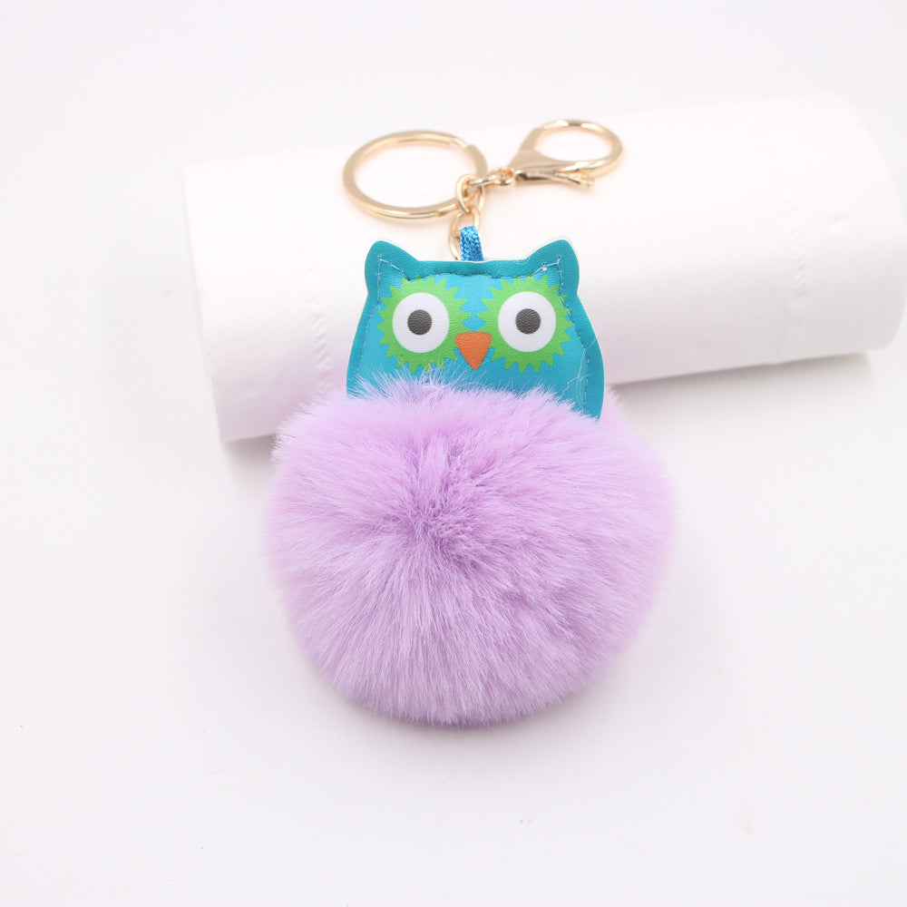 Wholesale Cute Fur Ball Owl Plush Pendant Keychains  ACC-KC-Zuge003