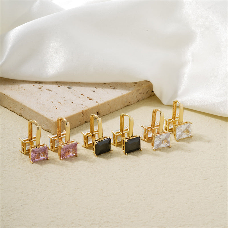 Wholesale Double Sided Square Zircon Earrings ACC-ES-MOXI003