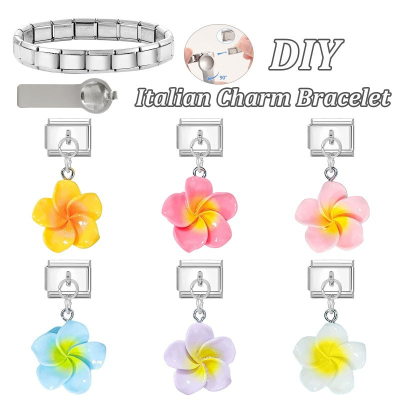 Wholesale 9mm Italian Charm Starter Bracelets DIY flower Single Section Creative Stainless Steel Composable Bracelet