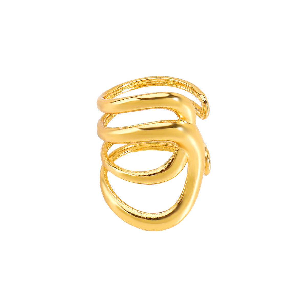 Wholesale Retro Irregular Lines Wide Multi-layer Ring Stainless Steel