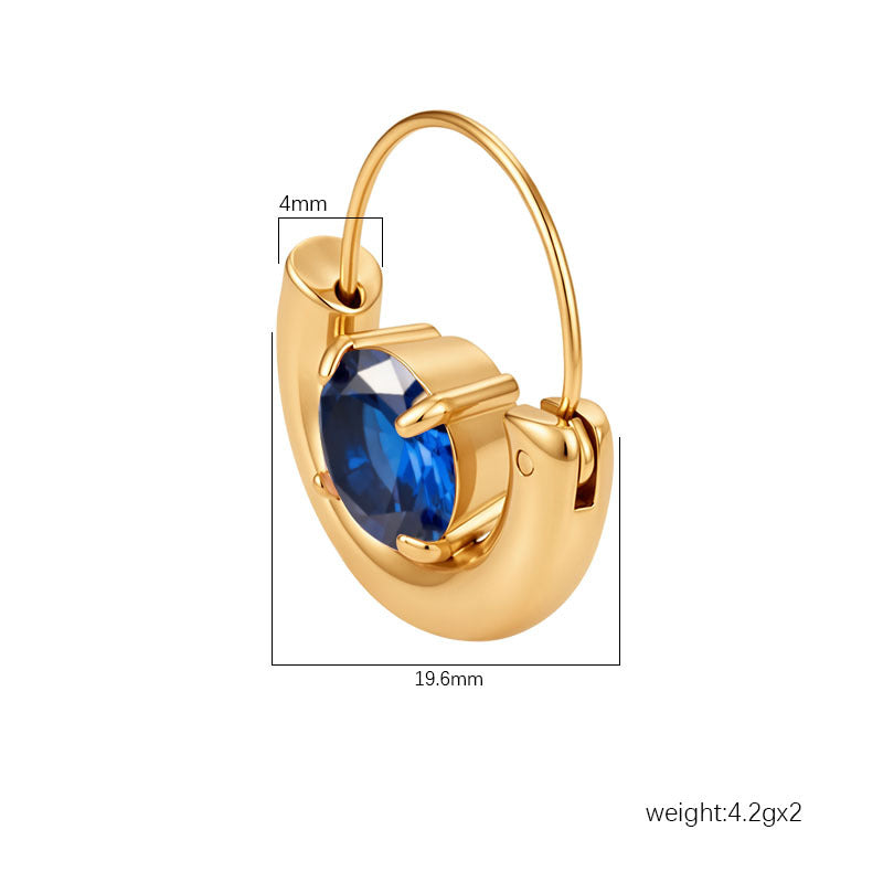 Wholesale Gold Plated Stainless Steel Artificial Zircon Geometric Round Flower Basket Earrings - Trendy Fashion Accessory