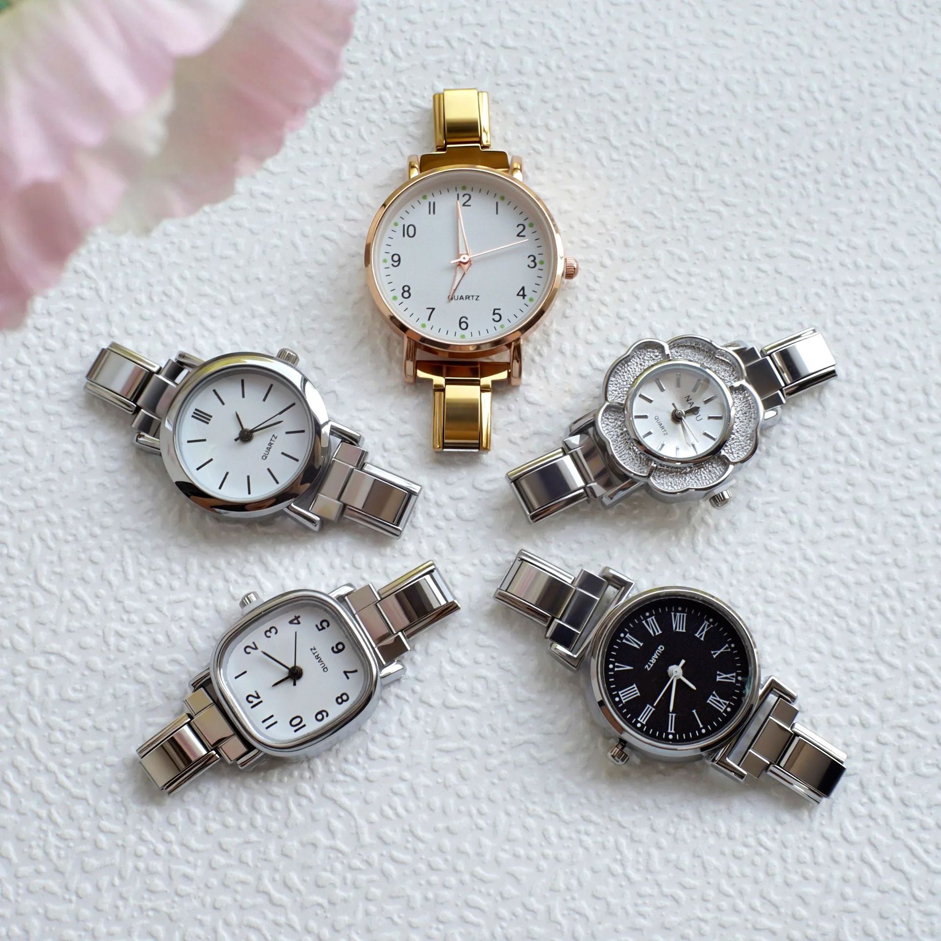 Wholesale Italian Charm Watches Multifunctional Casual DIY gold Module Splicing Diamond Pendant Stainless Steel Watch