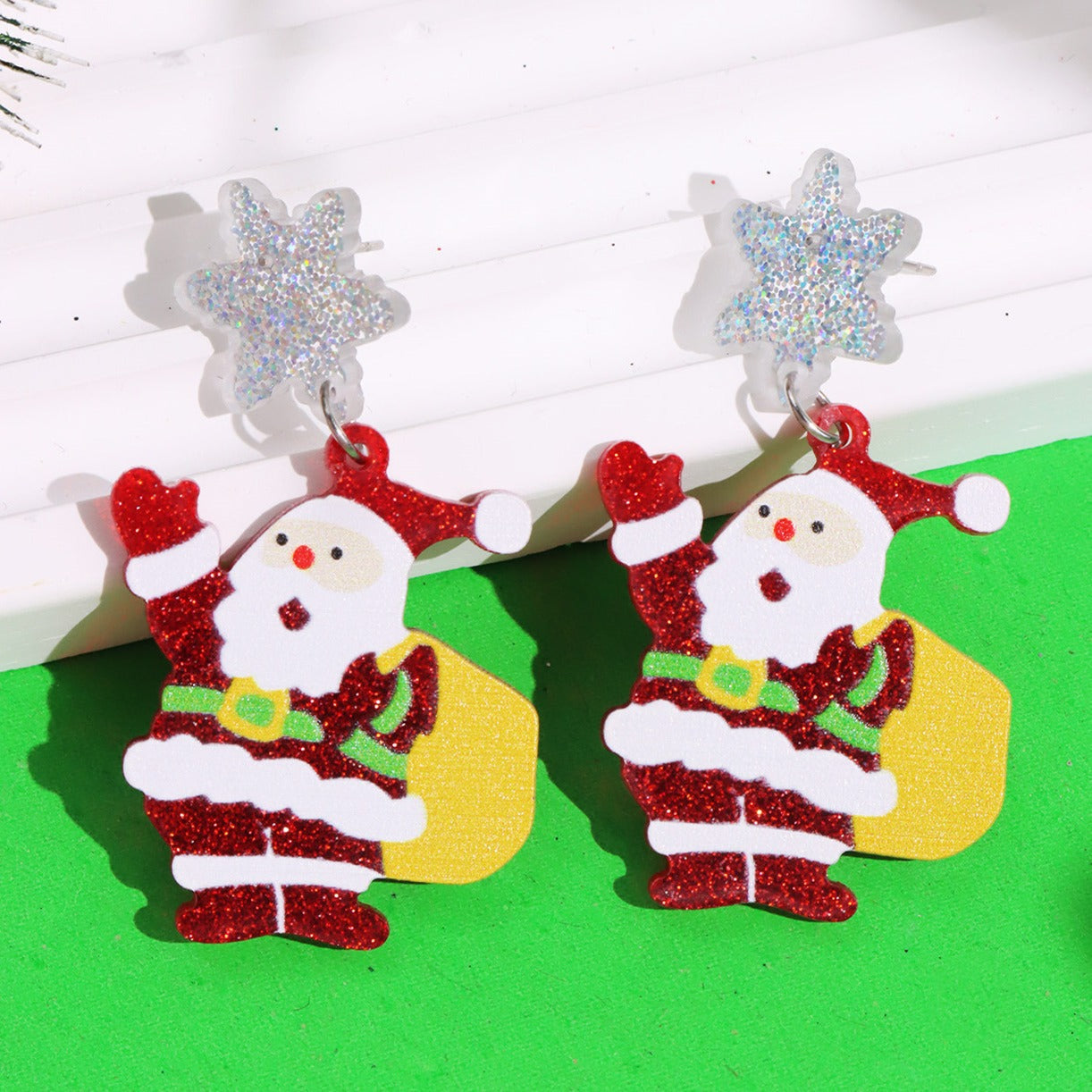 Wholesale Christmas  Color  House Sweater Bell Personalized Acrylic Earrings