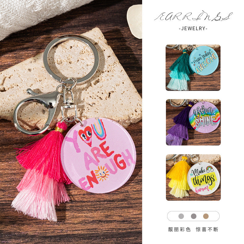 Wholesale Acrylic Gradient Tassel Keychain