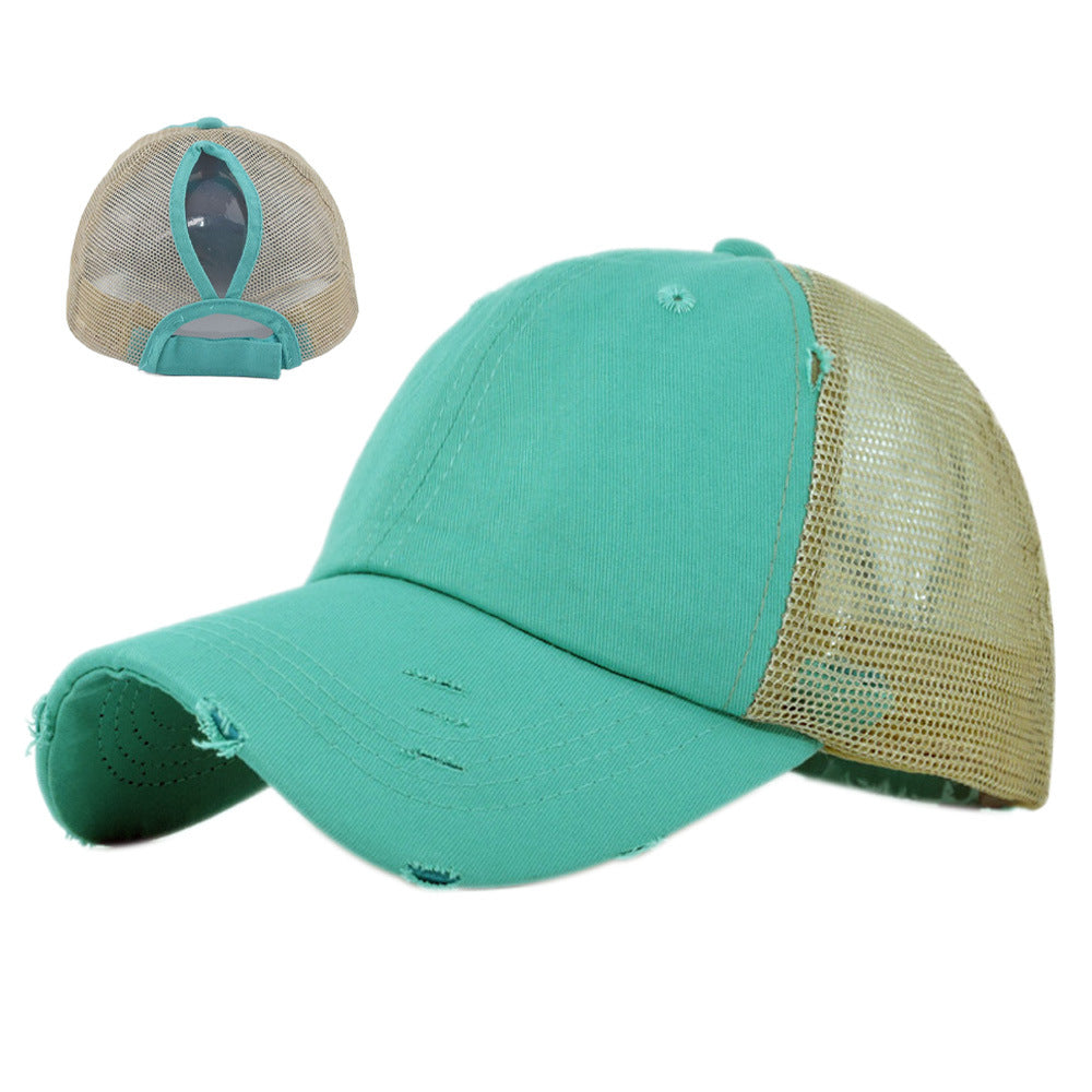 Wholesale Distressed Soft Top Vintage Ponytail Hole Baseball Cap ACC-HT-YMX014