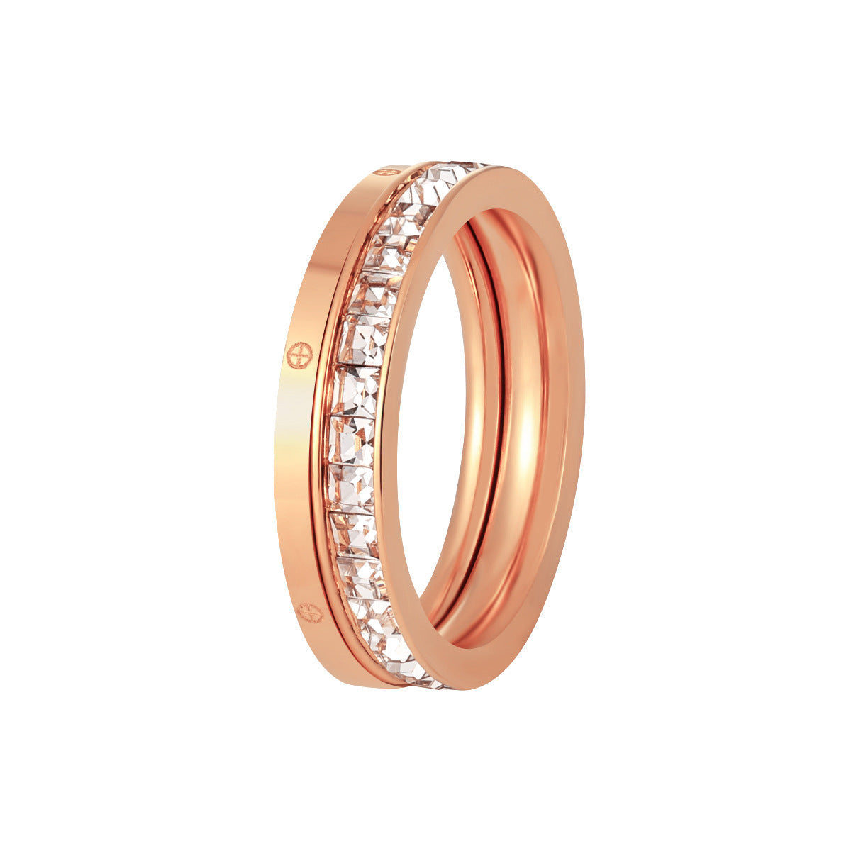 Wholesale Light Luxury  Square Diamond Titanium Steel Ring