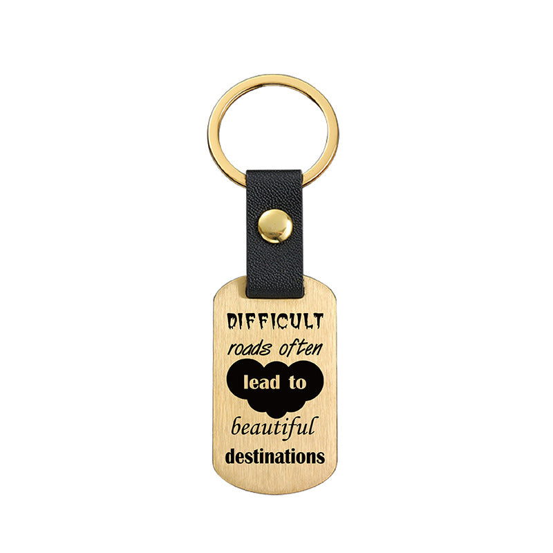 Wholesale Motivational Positive Metal Leather Keychains ACC-KC-GangGu032