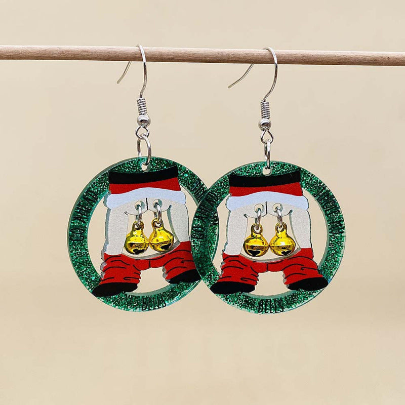 Wholesale Christmas  Santa bell acrylic earrings